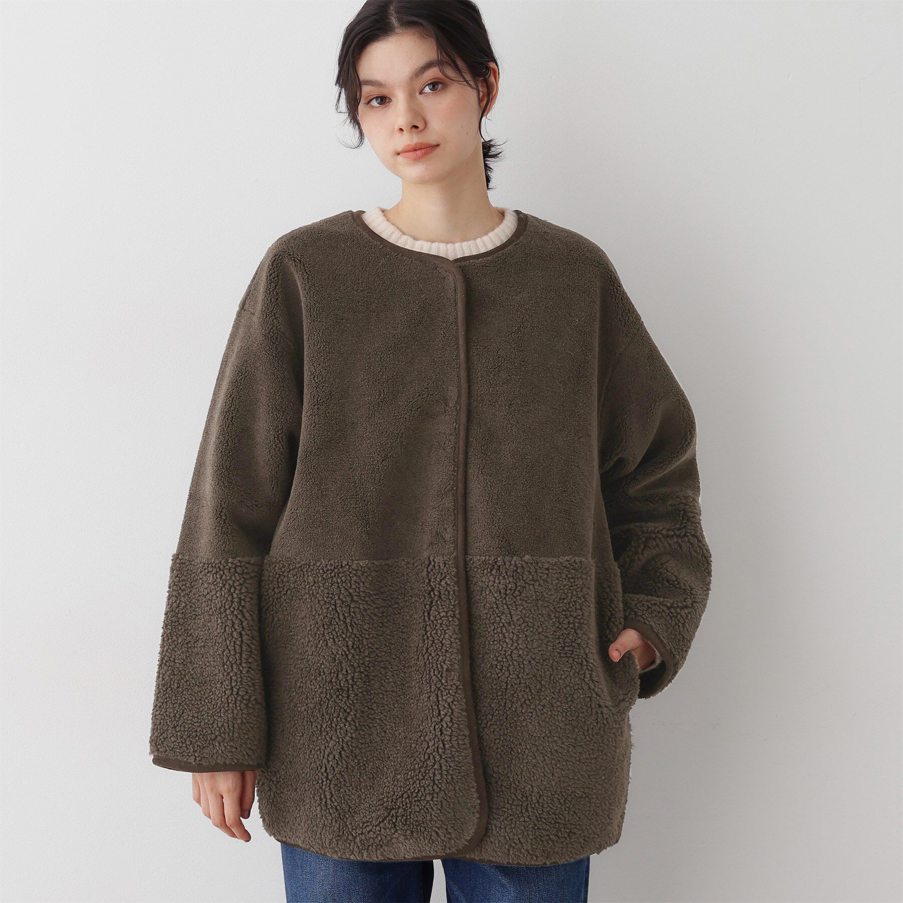 Dessin「【2WAY】フェイクムートンコート」|ノーカラーコート|