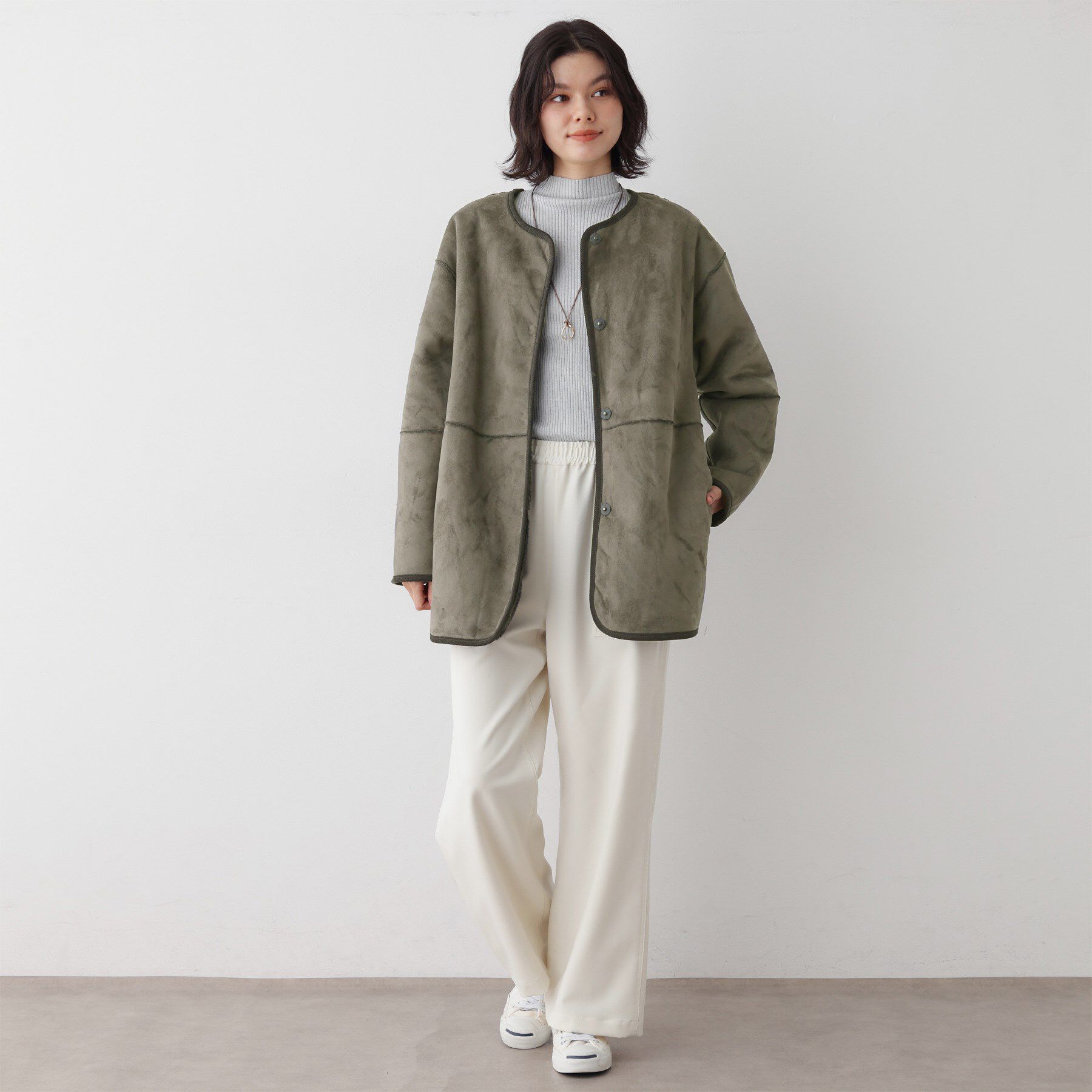 Dessin「【2WAY】フェイクムートンコート」|ノーカラーコート|