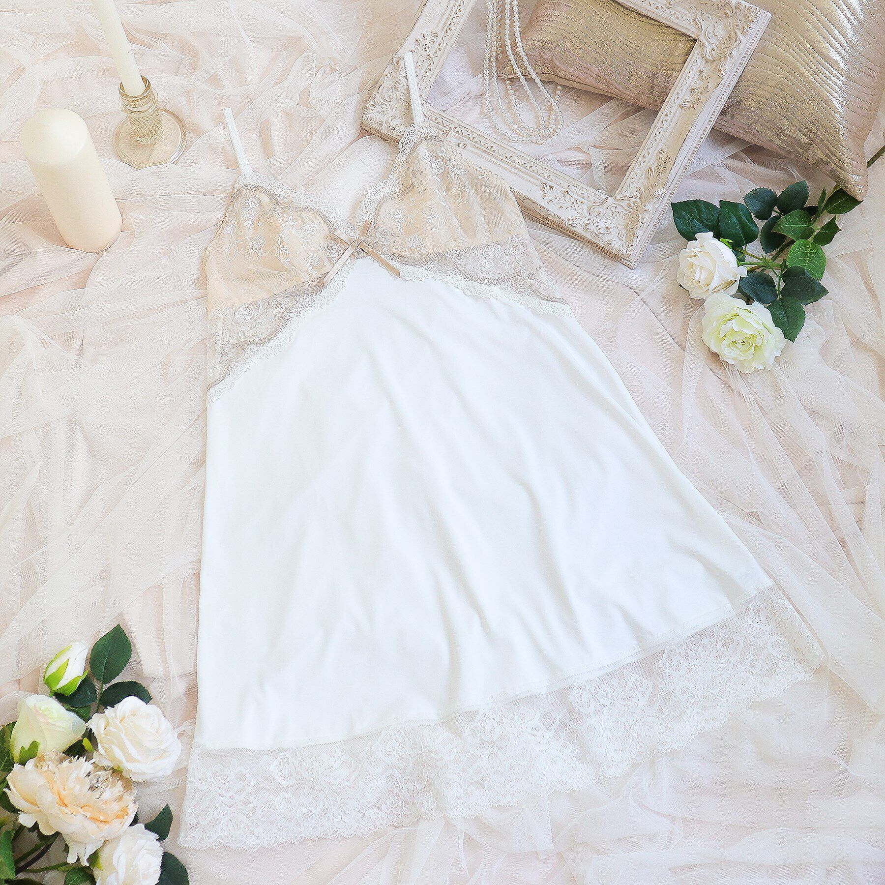 Risa Magli「アリアンナ スリップ」|キャミソール|ホワイト(001)