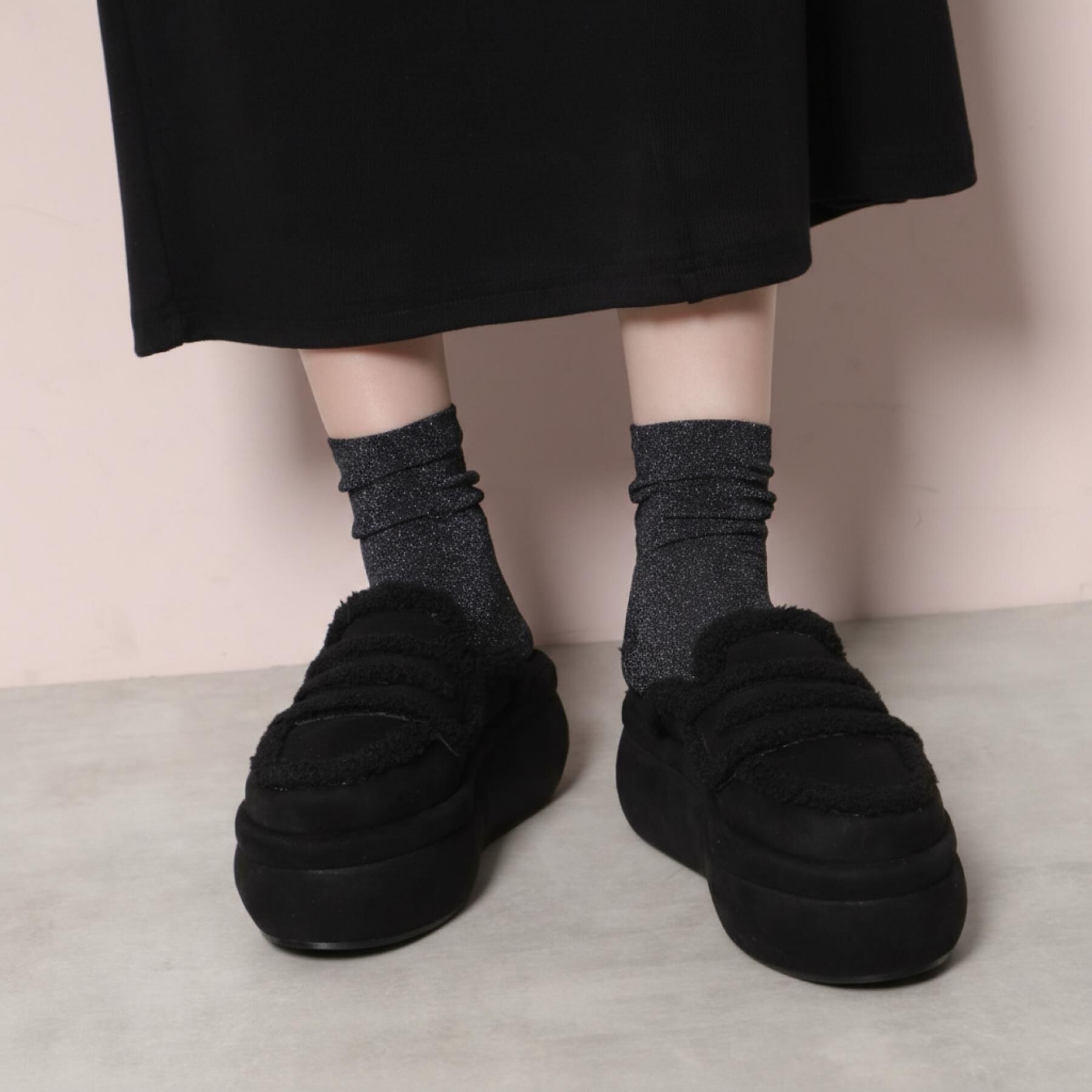 ESPERANZA「ふわもこボアサボ」|サンダル|ブラック(019)