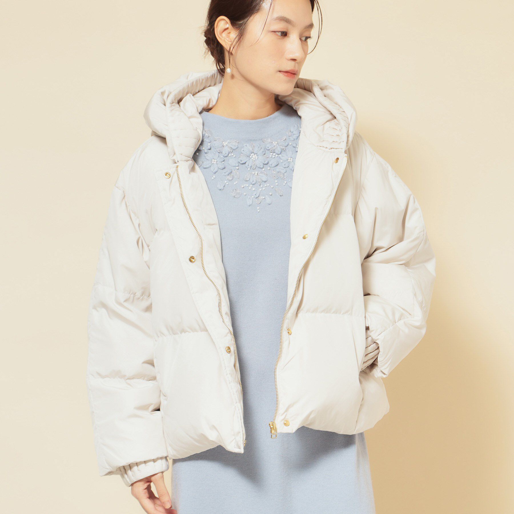 SunaUna「【プリーツレイヤードピュアダウン】」|ダウン|ライトベージュ(05