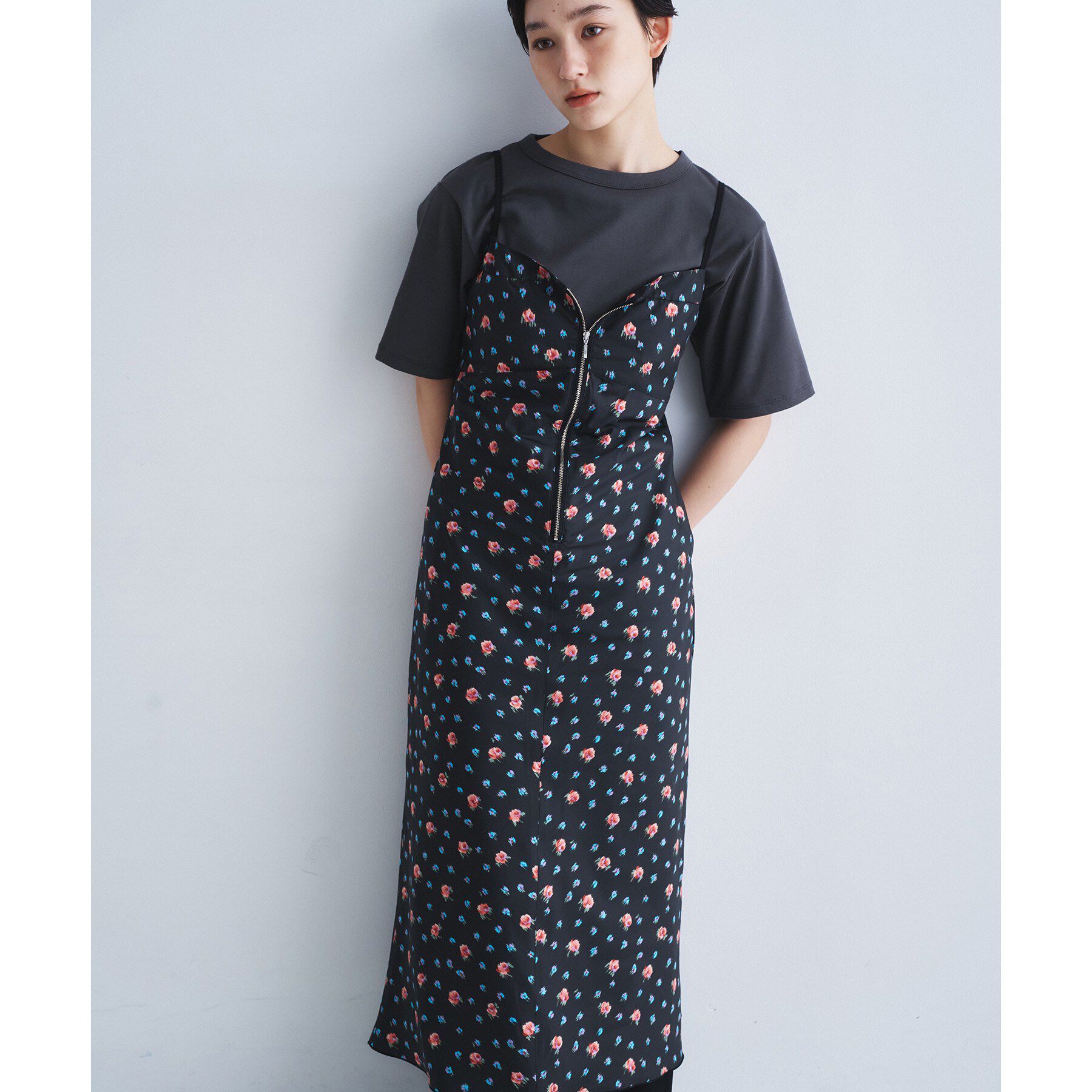 CODE A「flower cami dress」|ワンピース|ブラック(119)