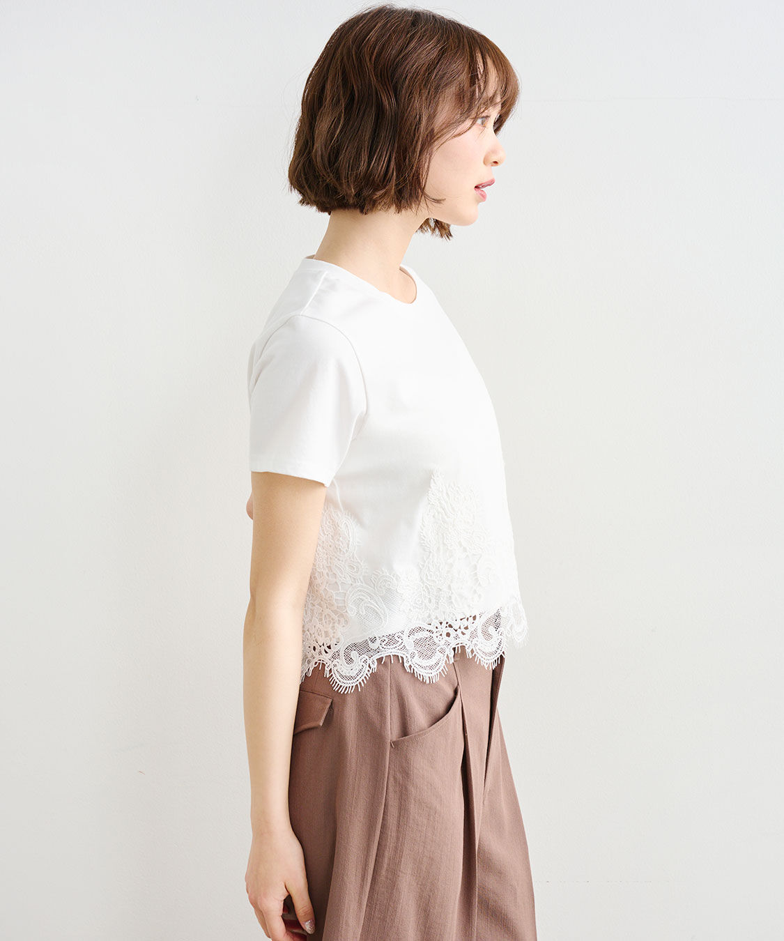 COCO DEAL「レースドッキングTシャツ」|Tシャツ・カットソー|