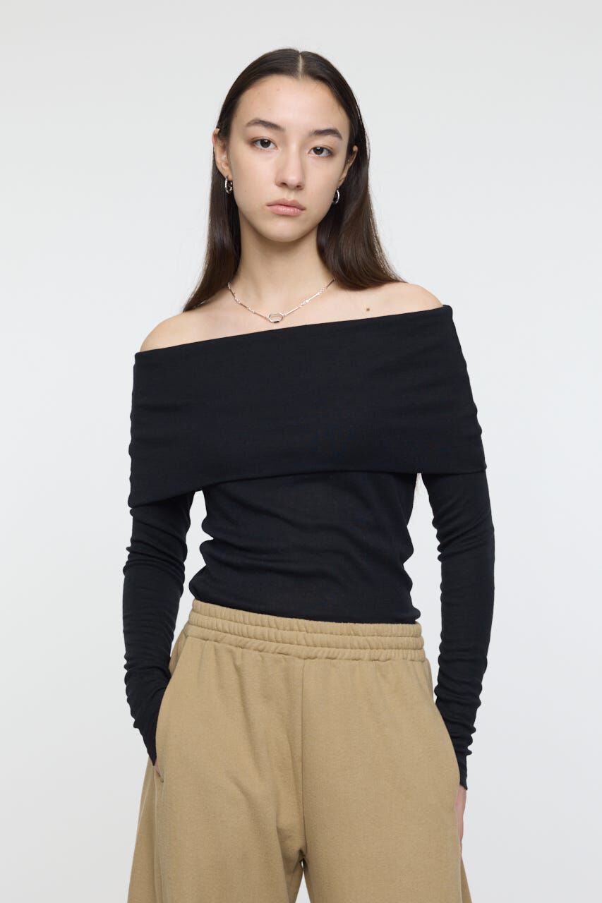 MOUSSY「OFF SHOULDER カットトップス」|その他|BLK