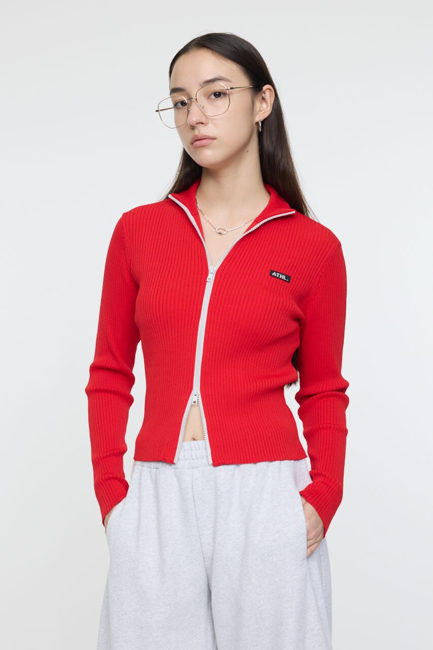 MOUSSY「BI COLOR MIDDLE NECKトップス」|ニット・セーター|RED