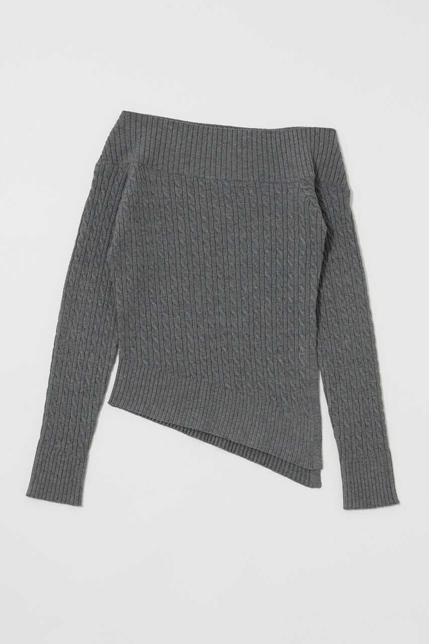 MOUSSY「ASYMMETRY SHOULDER CABLE ニット」|ニット・セーター|