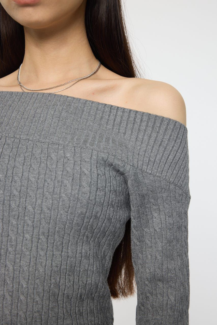 MOUSSY「ASYMMETRY SHOULDER CABLE ニット」|ニット・セーター|