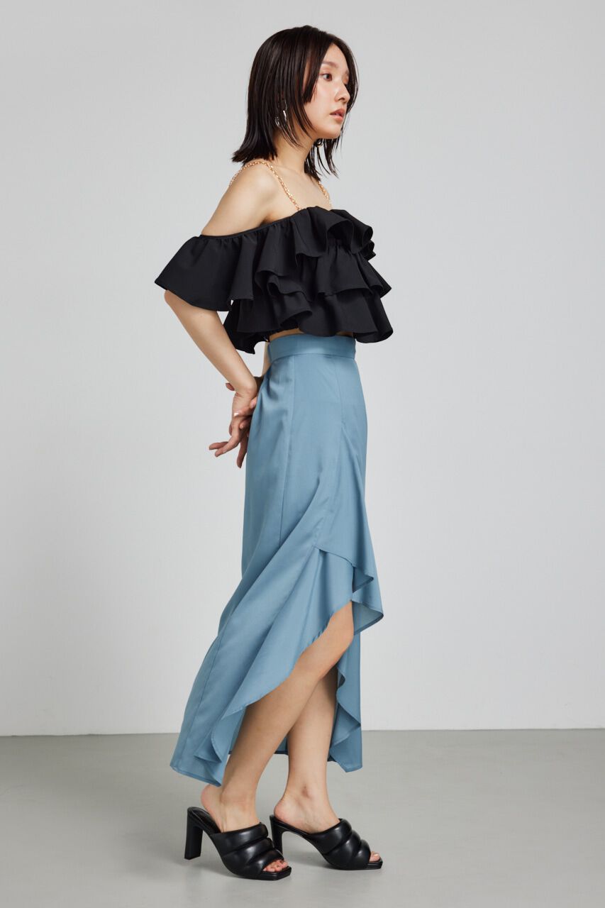 rienda「ラッフルフリルスリットジャストウエストスコショートパンツ」|スカート|