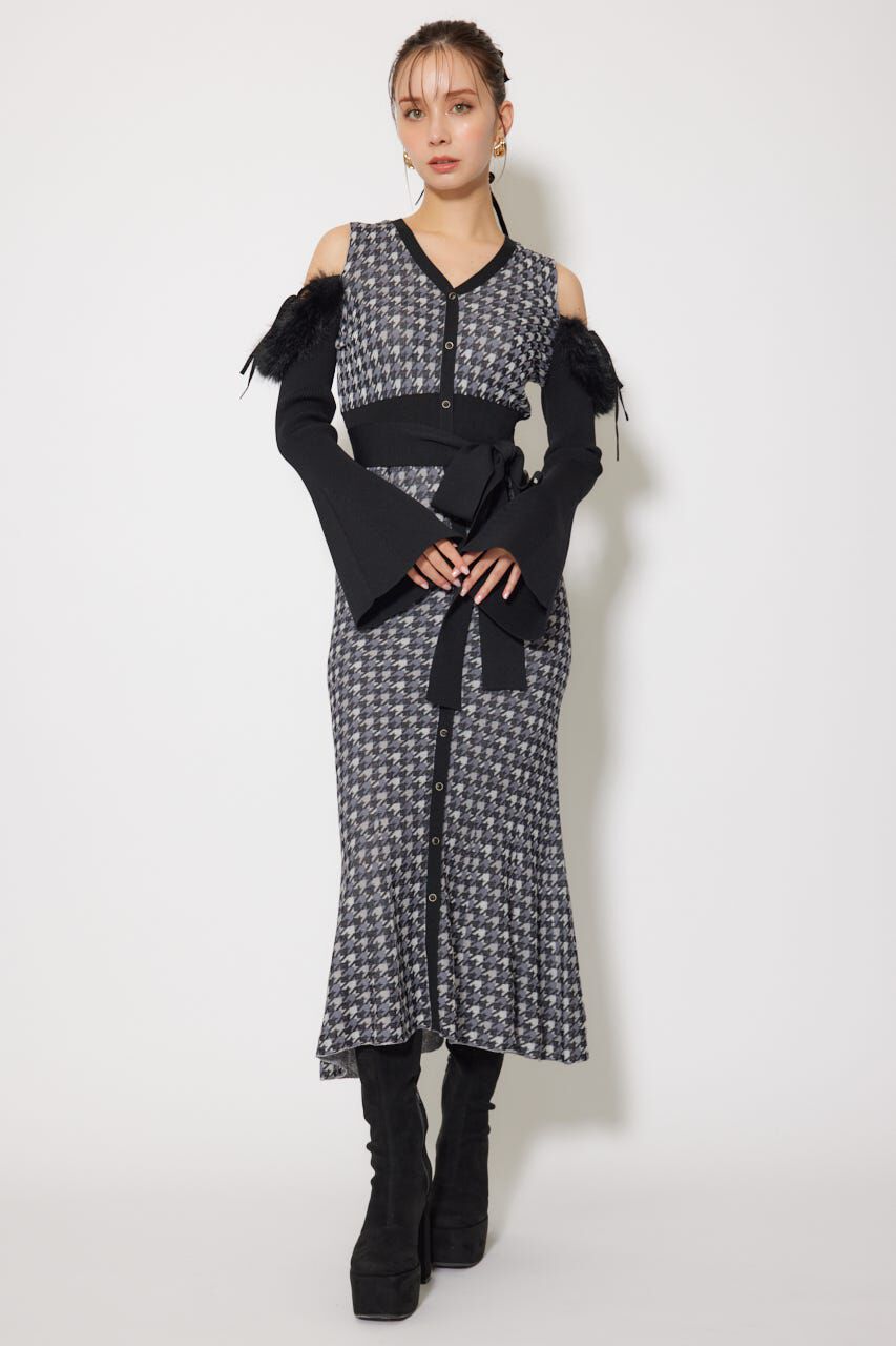 rienda「many wayフェイクファージャガードニットワンピース」|ワンピース|