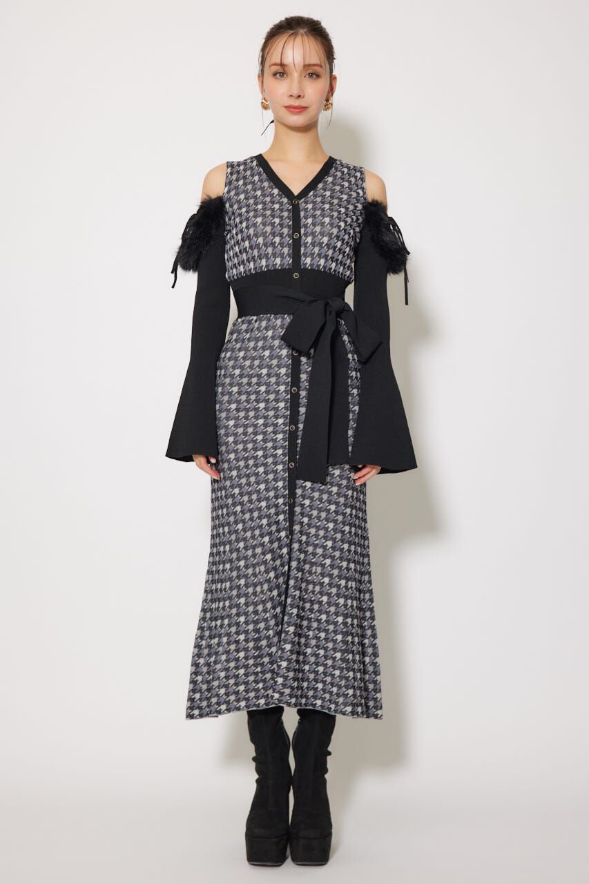 rienda「many wayフェイクファージャガードニットワンピース」|ワンピース|