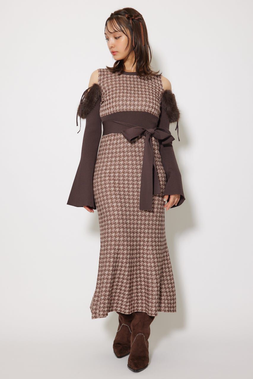 rienda「many wayフェイクファージャガードニットワンピース」|ワンピース|