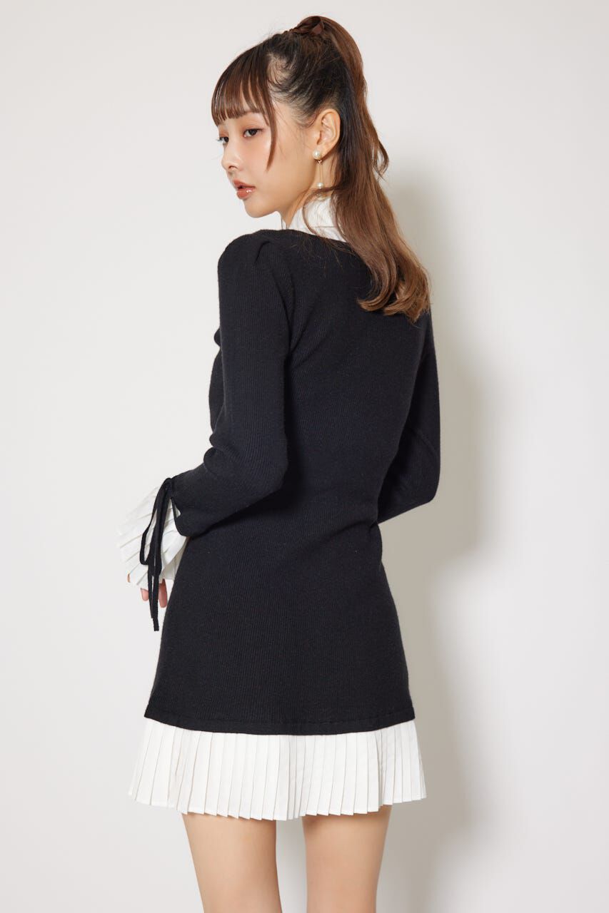 rienda「レイヤードパターンシャツニットミニワンピース」|ワンピース|