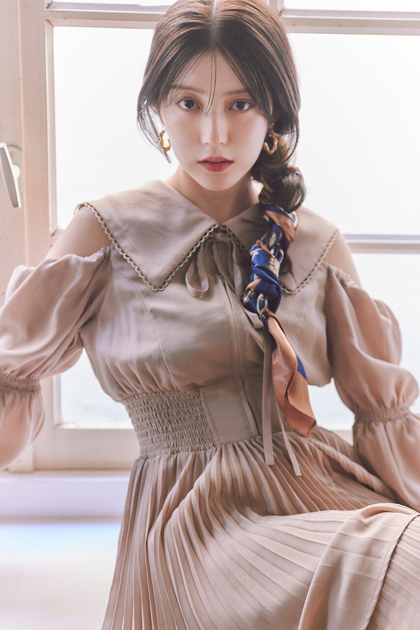 rienda「BIGカラープリーツフレアワンピース」|ワンピース|