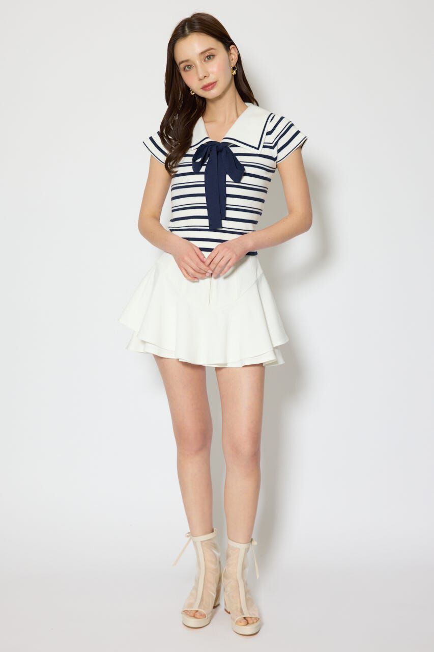 rienda「セーラーカラーデザインニットトップス」|ニット・セーター|