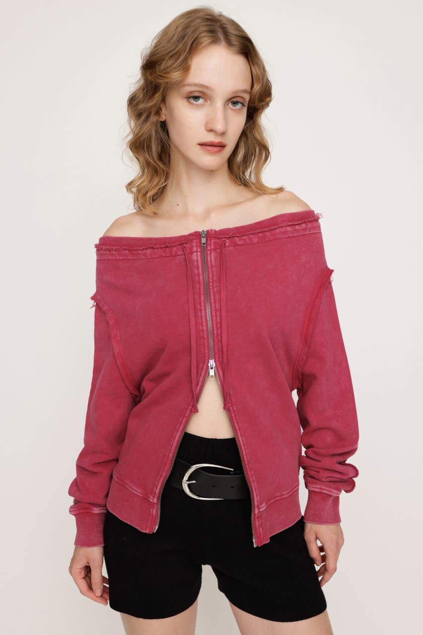 SLY「OFF SHOULDER SWEAT トップス」|パーカー|M/RED7
