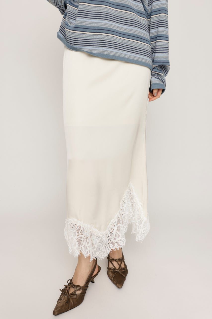 SLY「LACE SATIN ロングスカート」|スカート|IVOY3