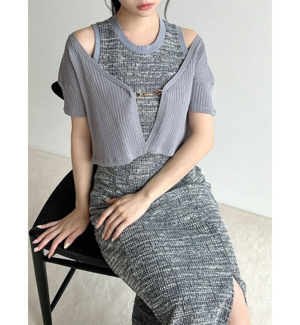 RESEXXY「チャームリブニットカーディガン【セットアップ着用可能】」|カーディガン|ブルー