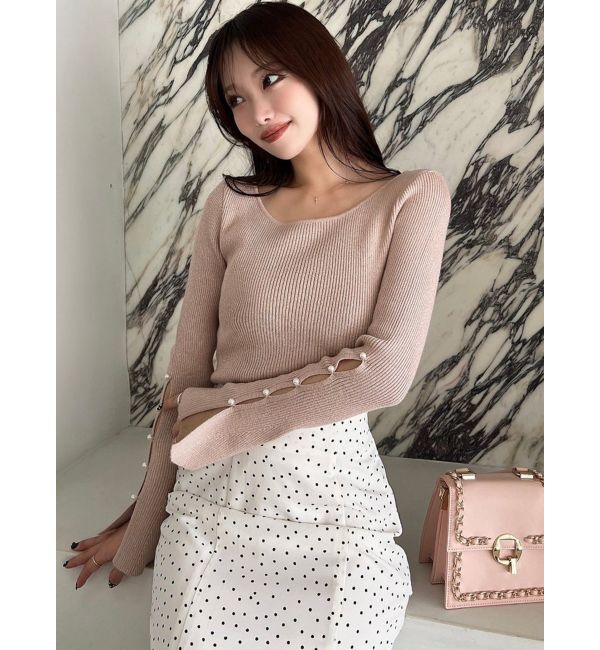 RESEXXY「スリーブデザインシャイニーニットトップス」|ニット・セーター|