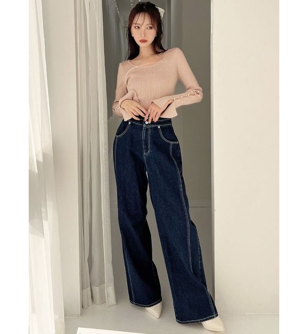 RESEXXY「スリーブデザインシャイニーニットトップス」|ニット・セーター|