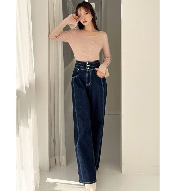 RESEXXY「スリーブデザインシャイニーニットトップス」|ニット・セーター|