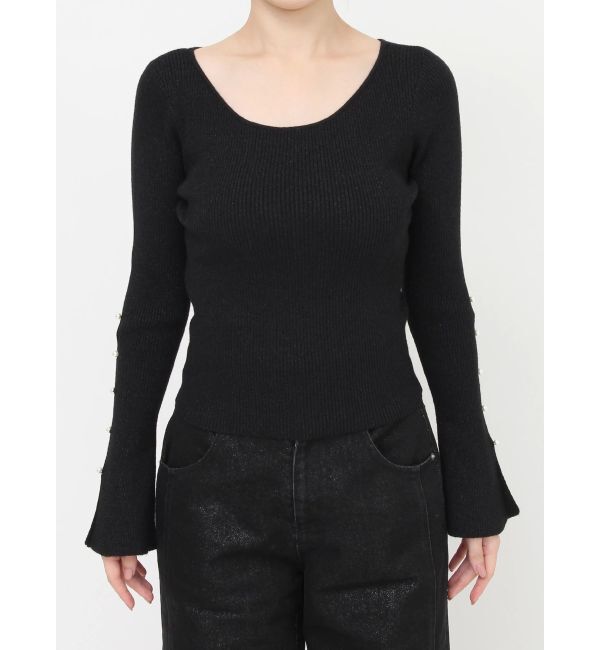 RESEXXY「スリーブデザインシャイニーニットトップス」|ニット・セーター|