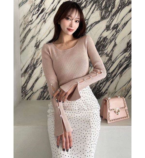 RESEXXY「スリーブデザインシャイニーニットトップス」|ニット・セーター|