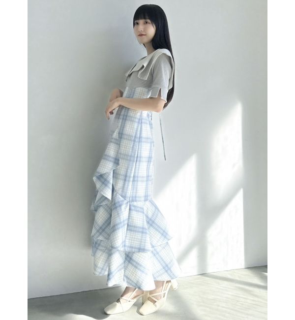 dazzlin「ラッフルマーメイドコンビワンピース」|ワンピース|グレー