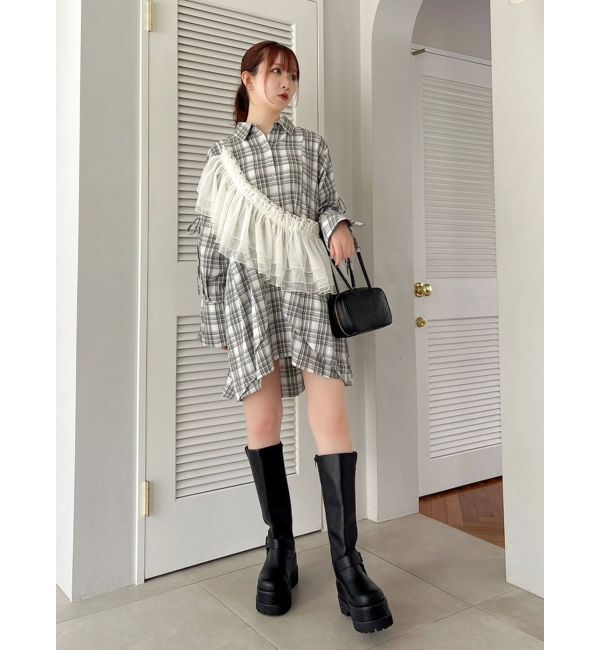 dazzlin「シャツイレフレアミニワンピース」|ワンピース|