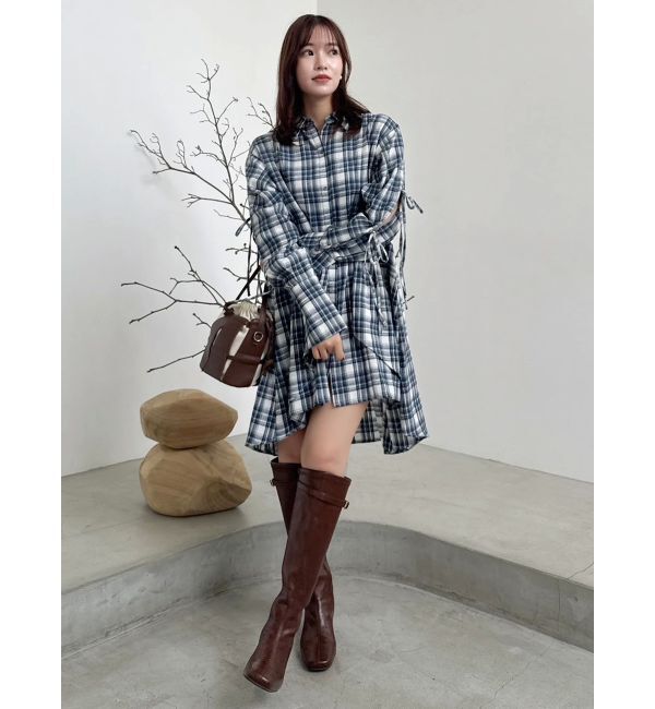 dazzlin「シャツイレフレアミニワンピース」|ワンピース|