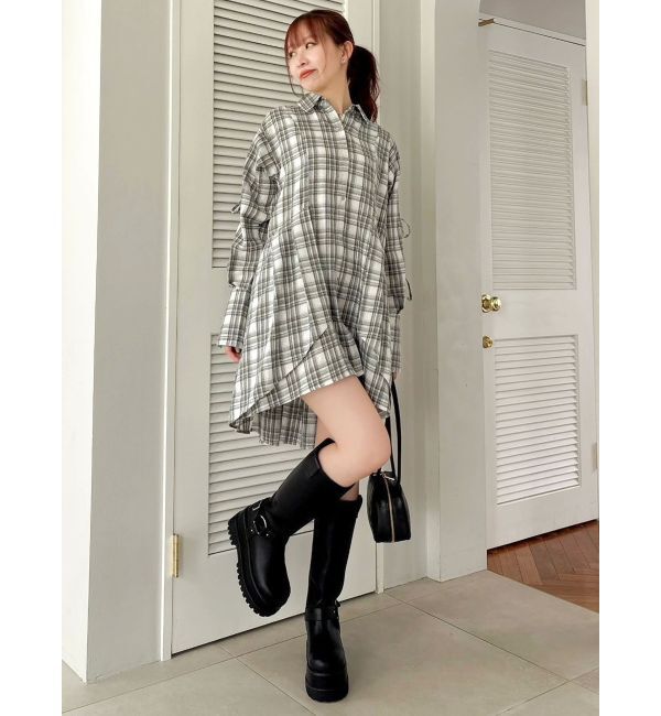 dazzlin「シャツイレフレアミニワンピース」|ワンピース|