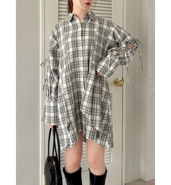 dazzlin「シャツイレフレアミニワンピース」|ワンピース|グレー