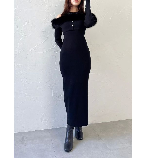 dazzlin「オフショルファードッキングニットワンピース」|ワンピース|