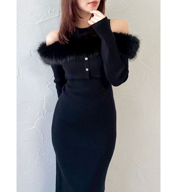 dazzlin「オフショルファードッキングニットワンピース」|ワンピース|