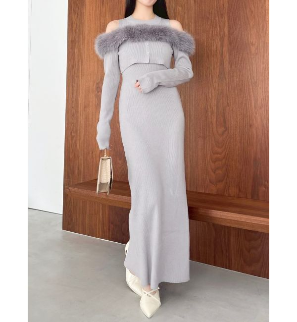 dazzlin「オフショルファードッキングニットワンピース」|ワンピース|