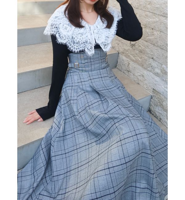 dazzlin「レースケープバックルワンピース」|ワンピース|ブラック