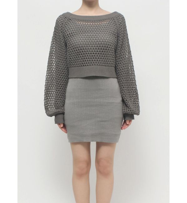 EMODA「クロシェニットワンピース」|ワンピース|グレー