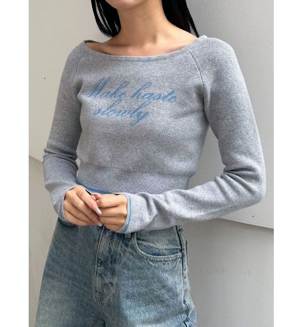 EMODA「フロントロゴクロップニット」|ニット・セーター|グレー