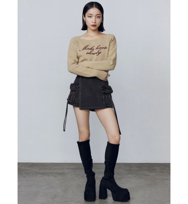 EMODA「フロントロゴクロップニット」|ニット・セーター|