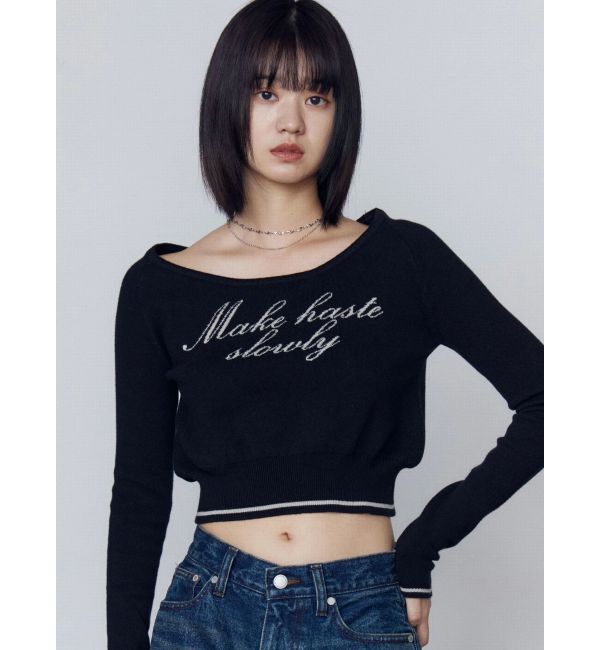 EMODA「フロントロゴクロップニット」|ニット・セーター|