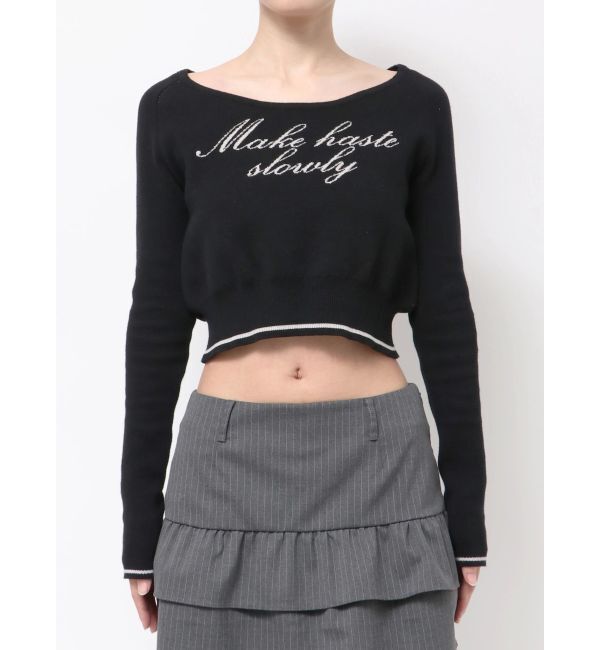 EMODA「フロントロゴクロップニット」|ニット・セーター|ブラック