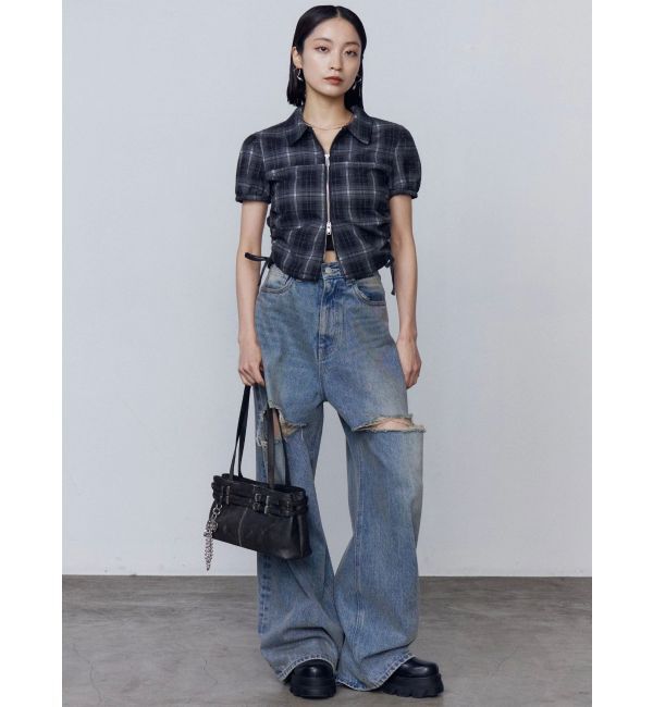 EMODA「ストリングリボンジップシャツトップ」|Tシャツ・カットソー|