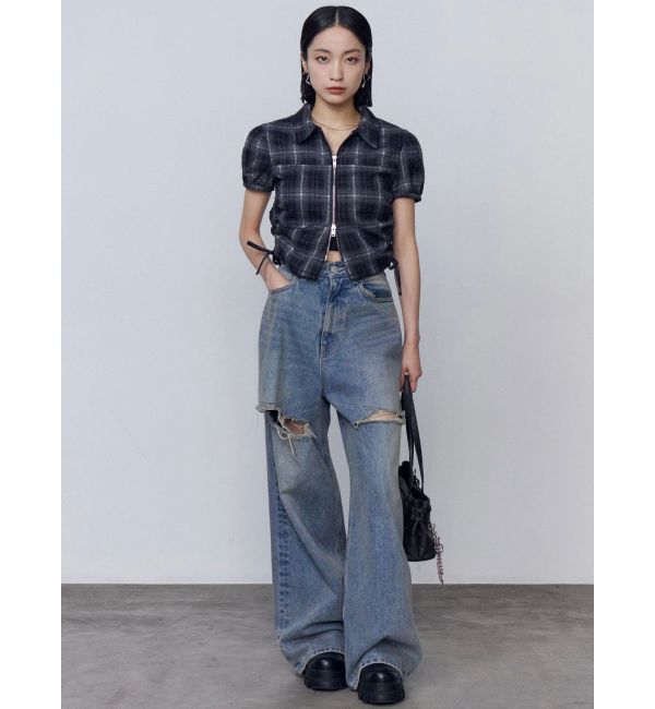 EMODA「ストリングリボンジップシャツトップ」|Tシャツ・カットソー|