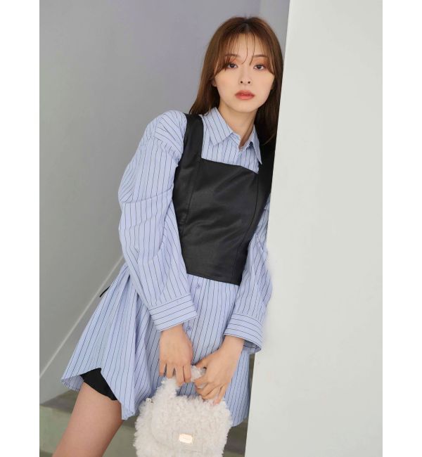 MERCURYDUO「フェイクレザーコルッセットビスチェ」|シャツ・ブラウス|