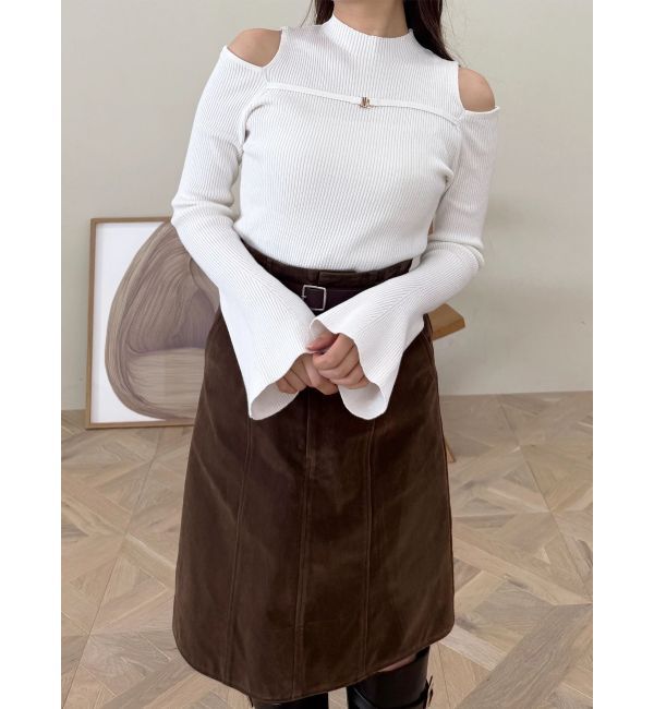 MERCURYDUO「ショルダースリットナローストラップニット」|ニット・セーター|