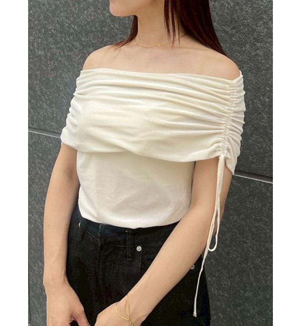 LAGUNAMOON「ライトベロアオフショルトップス」|Tシャツ・カットソー|アイボリー