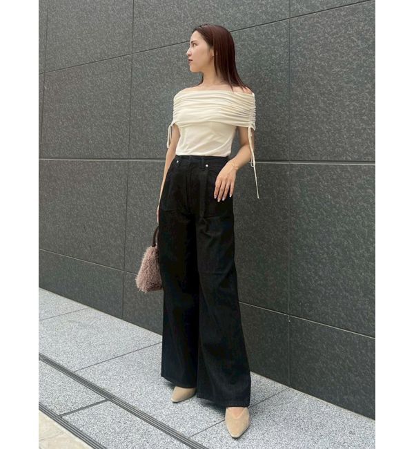 LAGUNAMOON「ライトベロアオフショルトップス」|Tシャツ・カットソー|