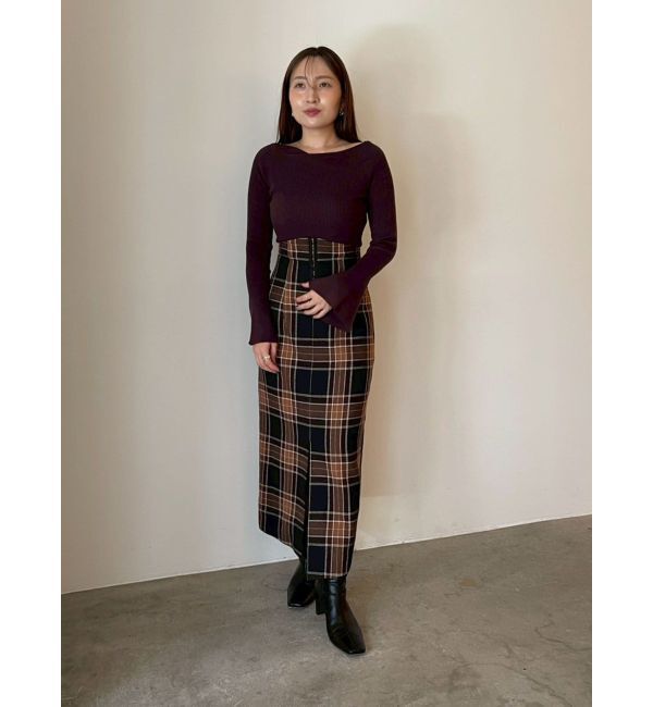 LAGUNAMOON「ロービングチェックナロースカート」|スカート|