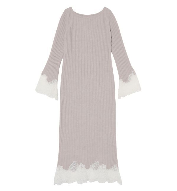 LAGUNAMOON「レースドッキングリブニットワンピース」|ワンピース|