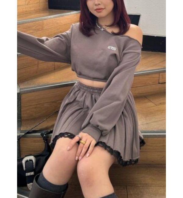 EVRIS「ワンショルダースウェットトップス【セットアップ着用可能】」|スウェット・ジャージ|ブラウン