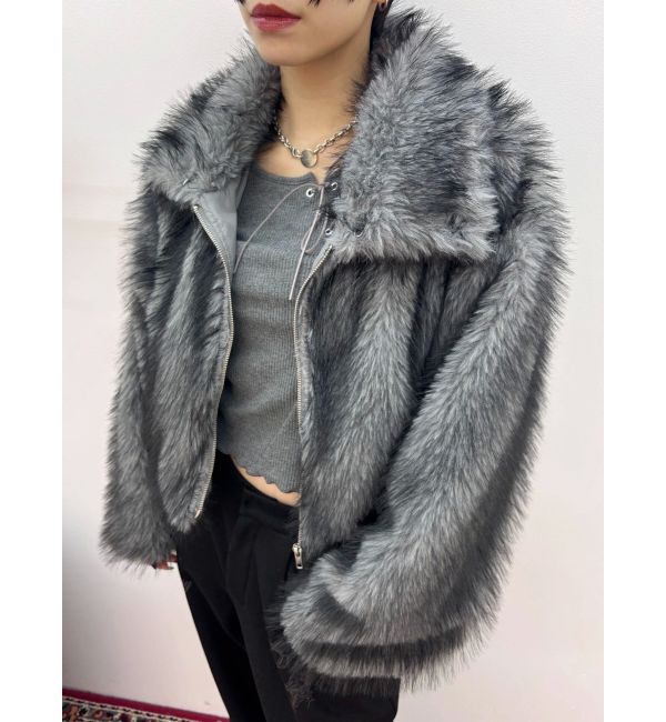 EVRIS「フェイクファーショートブルゾン」|ブルゾン・スタジャン|